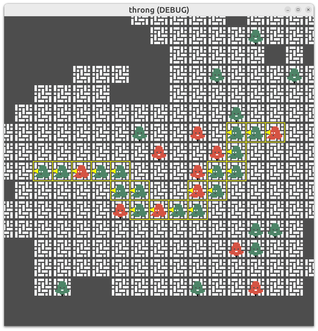 Blob guys in a banana shaped layout